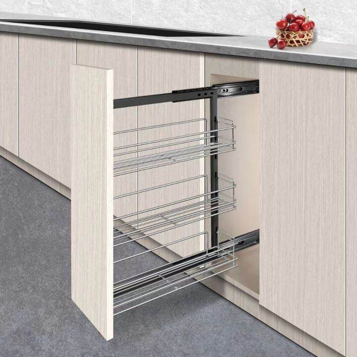 3 layer Stainless Pull out Condiments rack with adjustable frame