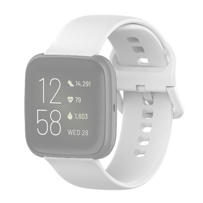 23มม. หัวเข็มขัดมีสีสันสายรัดข้อมือซิลิโคนสายนาฬิกาข้อมือสำหรับ Fitbit Versa 2/Versa/ในทางกลับกัน Laze/Blaze,ขนาด: S (สีขาว)