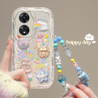 เคส OPPO A78 A98 5G เคส OPPO A17K A17 A57 A77S เคส OPPO A38 A58 A78 4G พร้อมอุปกรณ์ป้องกันเลนส์กล้องถ่ายรูปขอบครีมเคสโทรศัพท์ใสป้องกันการตก