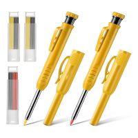 2 Pack Solid Carpenter Pencils , Scribe Tool with Built-in Sharpener for Construction Woodworking Architect