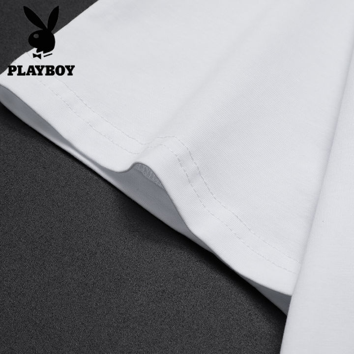 playboy-เสื้อยืดแขนสั้นผู้ชาย-เสื้อยืดแฟชั่นฤดูร้อนอเนกประสงค์