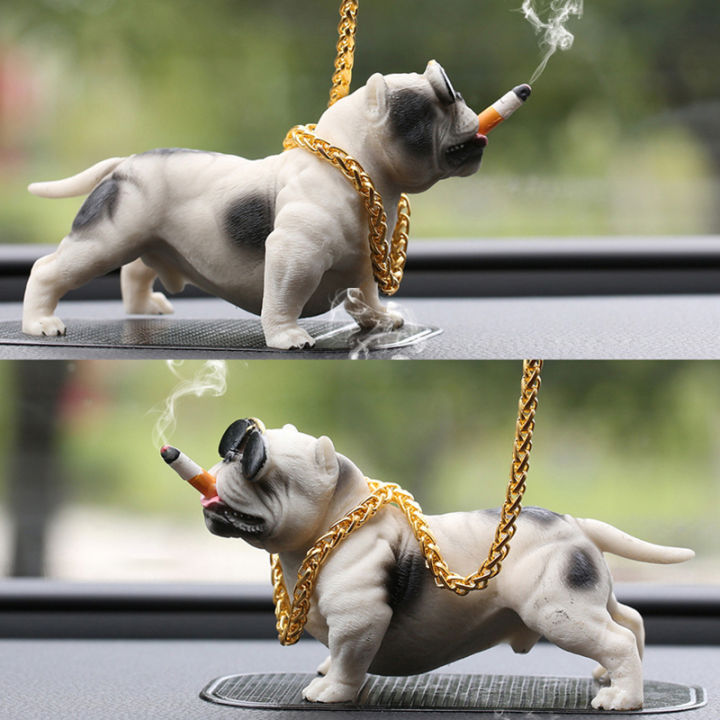รูปปั้นสุนัขจำลองทำจากเรซินตุ๊กตาสุนัขเครื่องประดับแผงหน้ารถตกแต่งภายในรถสวยงาม