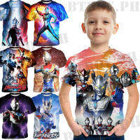 เสื้อยืดอุลตร้าแมนสำหรับเด็ก,เสื้อยืดลำลองผ้าระบายอากาศได้ดี Kemeja Kartun เด็กชายและเด็กหญิง
