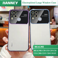 HANNEY สำหรับ OPPO REALME C55 C53 C35 C33 C31 C30S C21Y C20 C15 8 5 5S 5I 6I C2 A1K หน้าต่างขนาดใหญ่ ในตัวเคสโทรศัพท์เลนส์เต็มรูปแบบป้องกันด้วยไฟฟ้าเคสใสใสใส TPU นุ่มกันกระแทกฝาครอบด้านหลังเคลือบด้วยไฟฟ้า MM-07