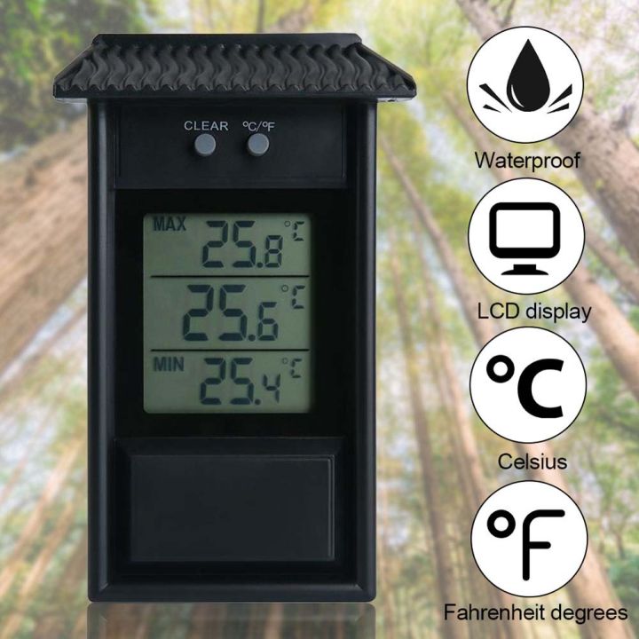 Digital Window or Wall Thermometer - House Shaped Indoor Outdoor  Temperature Meter with Digital Display in Celsius or Fahrenheit