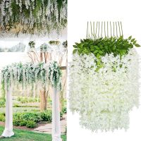 【CC】 Guirnalda de flores colgantes glicina Artificial decoración boda arco pared corona bricolaje jardín y hogar falsas 10 8 6 piezas