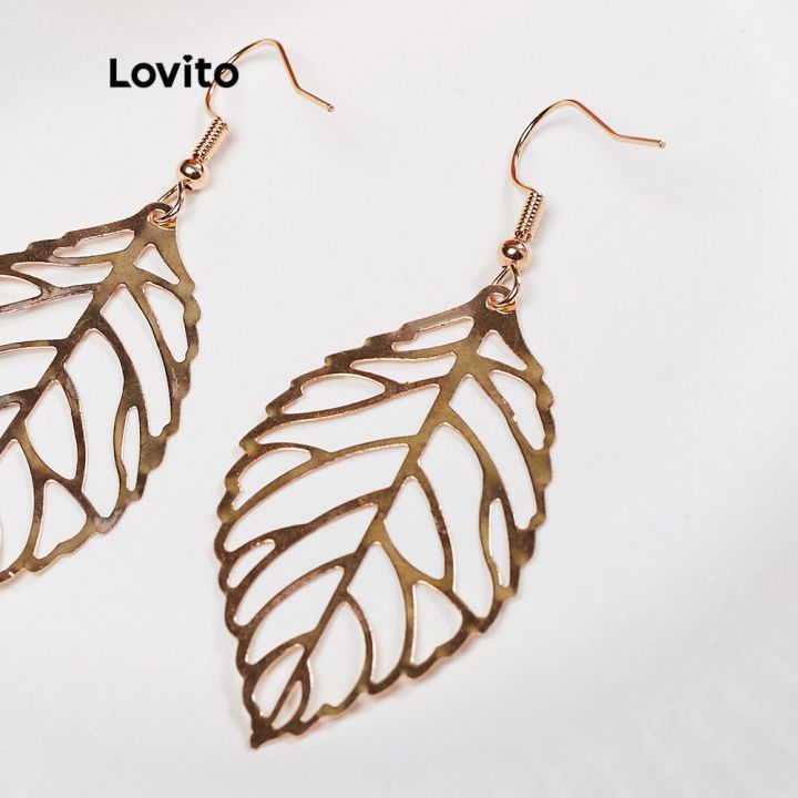 lovanto-ต่างหูรูปหยดน้ำโลหะอัลลอยรูปใบไม้1คู่สำหรับผู้หญิง-a07002-สีทอง-สีเงิน-lovto-bentuk-daun-โลหะ-a07002โลหะอัลลอยด์