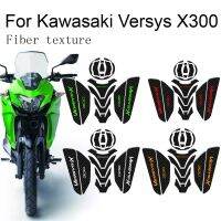 Fiber texture Motorcycle Fuel Tank Pad Cap Decals Gas Cap Sticker For Kawasaki Versys X300 VersysX300 Decals  Emblems