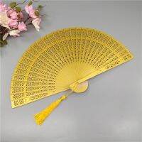 【CW】 6 inch Color High quality Fragrant Wood Fan Hollow Folding Fan Wedding Gift Fringe Room Home Decor