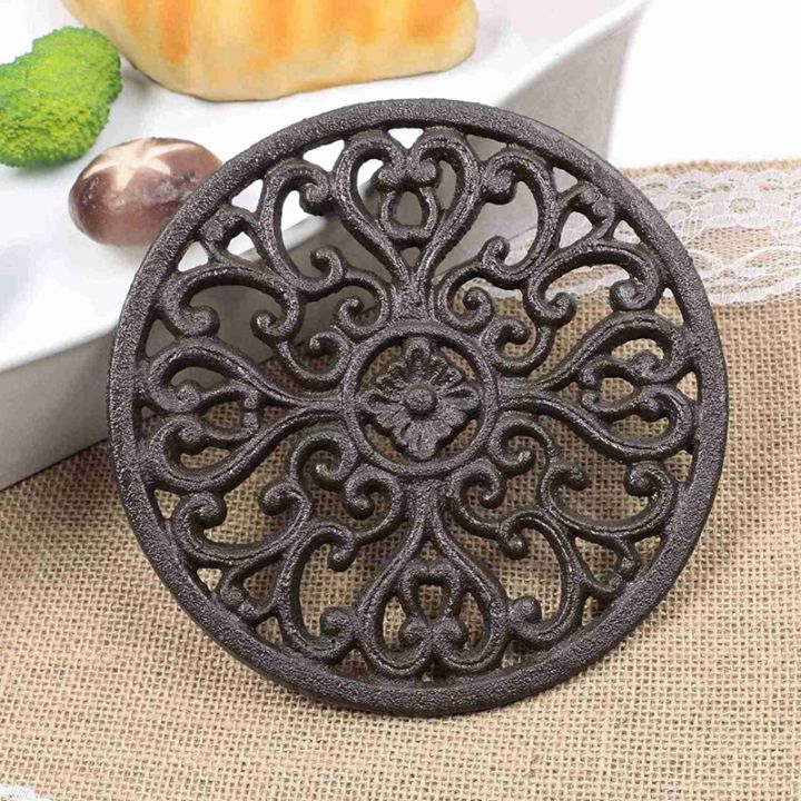 2x-round-cast-iron-trivet-6-7inch-iron-heat-insulation-trivet-non-slip-potholders-for-kitchen-dining-table-decor