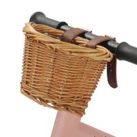 Bicycle Front Handmade Woven Basket Bike Wicker Scooter Waterproof Durable Storage Basket for Kids Detachable Baggage Bags