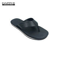 DAPPER Light Weight Thong Faux-Leather Sandals – Black/Grey