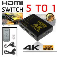 ??HOT!!ลดราคา?? 4K 5 in 1 Ports Full HD Remote 1080P 3D HDMI Switch Selector 5 In 1 Out Splitter 4k 2k ##ที่ชาร์จ แท็บเล็ต ไร้สาย เสียง หูฟัง เคส Airpodss ลำโพง Wireless Bluetooth โทรศัพท์ USB ปลั๊ก เมาท์ HDMI สายคอมพิวเตอร์