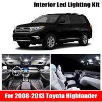 ทะเบียนท้ายรถไฟแผนที่โดม Highlander Toyota 2008-2013สำหรับชุดแพคเกจหลอดไฟสำหรับอ่านหนังสือไฟรถยนต์ LED สีขาว12ชิ้น