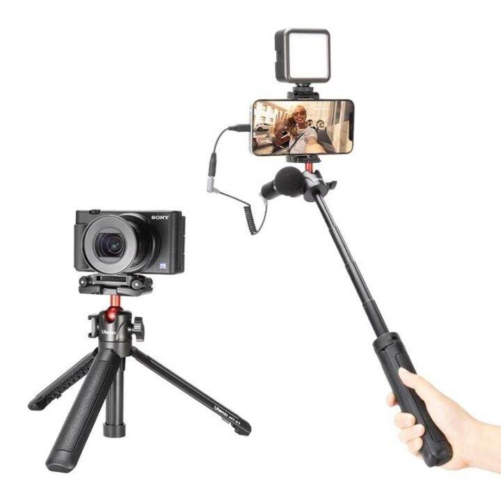 ulanzi-extendable-vlog-tripod-mt-41-black-ขาตั้งพกพา-พร้อมที่หนีบมือถือ-สำหรับมือถือและกล้อง-2in1-mini-tripod