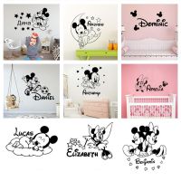 Custom Name Cartoon Mickey Sticker Cute Baby Room Children Bedroom Decoration Wall Stickers DIY Kids Self-Adhesive Mural Gift