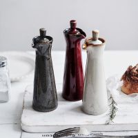 hotx【DT】 Ceramics Seasoning Bottle Restaurant Soy Sauce Vinegar with Cover Condiment Storage Jar