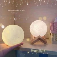 insโคมไฟตั้งโต๊ะ LED  สําหรับตกแต่งห้องนอน โคมไฟกลางคืน รูปดวงจันทร์ 3D ขนาดใหญ่ แสงวอร์มไวท์ ของขวัญสำหรับวันเกิด