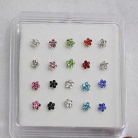 PIKOLINOS Rhinestone สแตนเลสอุปกรณ์ที่สวยงามอัญมณีแฟชั่นเจาะร่างกายแหวนจมูกดอกไม้แหวน Giwang Hidung