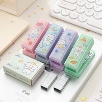 Kawaii Cartoon Animals Mini Portable Stapler Set with 400 pcs Staples Paper Binder Stationery Office Binding Tools Staplers Punches