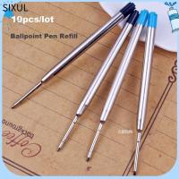 SIXUL 10PCS/LOT 0.5mm โรงเรียน ลายเซ็น อุปกรณ์เครื่องเขียน ปากกาลูกลื่นแบบเติม โลหะ หมึกสีน้ำเงิน/ดำ แกนกลางปลายปากกา