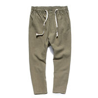 AEMAPE Brand Sometwoblack Mens Linen Pants 2021 High Quality Ankle-Length Linen Cropped Pants Mens Joggers Casual Pencil