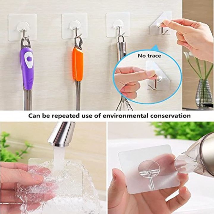 5-10pcs-transparent-stainless-steel-strong-self-adhesive-hooks-key-storage-hanger-for-kitchen-bathroom-door-wall-multi-function