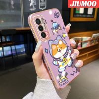 เคส JIUMOO สำหรับ Tecno Pova 3 Pova Neo Pova Neo2 Pova 4 Pro การ์ตูนน่ารักพื้นที่ลูกสุนัขดีไซน์ใหม่นุ่มหรูหราชุบเคสโทรศัพท์ขอบด้านข้างเคสกันกระแทกสี่เหลี่ยมคลุมทั้งหมดเคสป้องกันเลนส์กล้อง