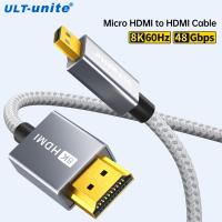 Kabel HDMI ke mikro HDMI transmisi dua arah 8K 60Hz mikro HDMI ke HDMI kabel adaptor kabel konverter untuk kamera Monitor grafis