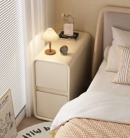 ✤ Cream-style solid bedside table modern simple light luxury ultra-narrow slit cabinet mini narrow-side storage cabinet