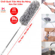 Chổi Quét Trần Nhà, Chổi Phất Trần Có Cán Inox Điều Chỉnh Độ Dài Tới 2