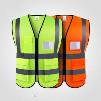 Reflective Safety Vest High Visibility Night Work Security sleeveless Yellow Vest Construction Workwear Zipper Pockets Adults