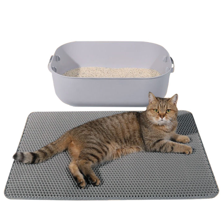 ลื่นสัตว์เลี้ยงแมวครอกเสื่อสองชั้นสัตว์เลี้ยงครอกกล่องเสื่อรวบรวมทรายแมว-pad-ล้างทำความสะอาดได้เตียงเสื่อสะอาด-pad-อุปกรณ์สัตว์เลี้ยง