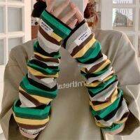 Rainbow Striped Loose UV Protection Sleeves for Women, Summer Driving Arm Sleeves