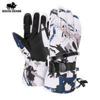 BISON DENIM Ski Gloves Touch Screen Warm Winter Gloves for Men Thicken Waterproof Windproof Mens Gloves Full Finger S084