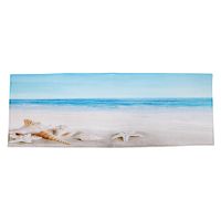 Blue Ocean Starfish Conch Shell Holiday Beach Seaside Scenery Nautical Theme Print Polyester Rubber Anti-Skid Bathroom Mats Rugs 40x120cm