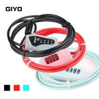 Giyo 2 Meter Sepeda Kabel Kunci Sepeda Kunci Anti-Theft 4 Digit Kode Helm Kawat Kunci untuk Motor MTB sepeda Jalan 3 Warna