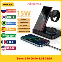 ZZOOI 4 in 1 Wireless Charging Station For iPhone 13Pro Max For Samsung S22 Foldable 15W Charger Dock for Airpods Pro Galaxy Watch 4/3