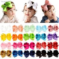 ◙ 1Pcs 6 inch Fashion Large Kids Plain Ribbon Bow Headband With Boutique Windmill bow Girl Elastic Hair Accessories 665