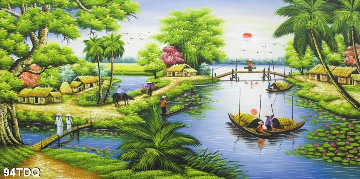 Những bức tranh dán tường phong cảnh làng quê Việt Nam giả sơn dầu thật đẹp mắt và sống động. Mỗi bức tranh đều thể hiện vẻ đẹp tự nhiên của đồng quê Việt Nam với những cánh đồng lúa bát ngát, những thành phố nhỏ yên bình và những con đường đầy cát. Đừng bỏ lỡ cơ hội chiêm ngưỡng những tác phẩm nghệ thuật tuyệt vời này nhé!