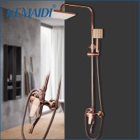 【LZ】✎☬  KEMAIDI-Luxo Rose Golden Shower Faucet Set Latão Sólido Rosa Misturador De Banheira De Banheiro Spray De Chuva Sistema De Chuveiro De Mão