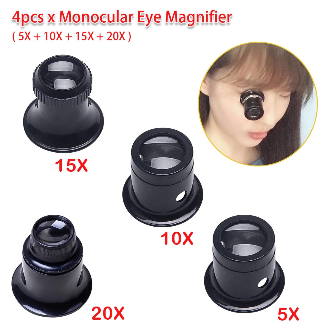 10X Monocular Magnifying Glass Loupe Lens Eye Magnifier 