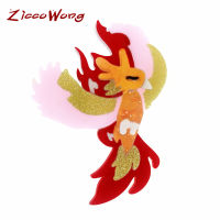 ZiccoWong Fashion Colorful Phoenix Brooch Pins For Women Girl Acrylic Lovely Vivid Firebird Ethnic Style Brooch Lapel Dress Gift