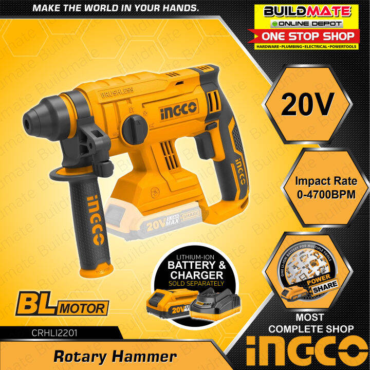 Ingco Cordless Rotary Hammer Chipping Gun Drill 20v Crhli2201 Bare Tool