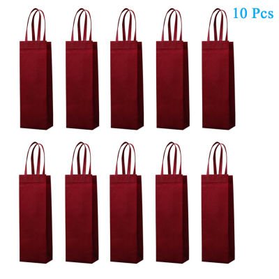 10 Pack Single Wine Gift Bags, Single Bottle Wine Tote Holder, Non woven Wine Gift Bags Reusable Single Bottle Wine Bag with Handles, 41 x 12 x 8cm Perfect for Christmas, Birthday, Anniversary, Wedding