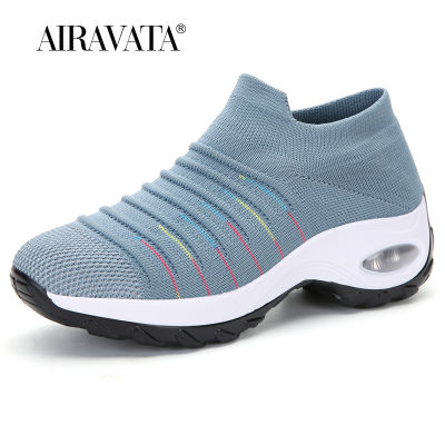 Womens Sneakers Cushioned Sports Shoes Fashion Platform Chunky Sneakers Slip on Casual Sock Shoes