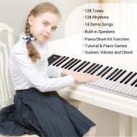 ▤❀☾ 61-Key Piano Keyboard Digital Electronic Piano Keyboard MIDI Output 128 Tones 128 Rhythms 14 Demo Songs Recording Playback Piano