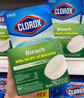 (ได้2ก้อน)มาใหม่ Clorox Bleach กล่องสีเขียว ก้อนทำความสะอาดชักโครก ดับกลิ่นและฆ่าเชื้อแบคทีเรีย