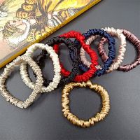 【CW】 Silk Women  39;s Hair Scrunchie Hairband 1cm wide Elastic Band Ponytail Holder Accessories