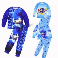 COD DTRUTYUYTUU Sonic Costume for Kids 3-8 Years Old Long Sleeve Blue Tops Pants Set Sonic The Hedgehog Theme Birthday Outfit Kids Pajama for Boys Casual Wear
